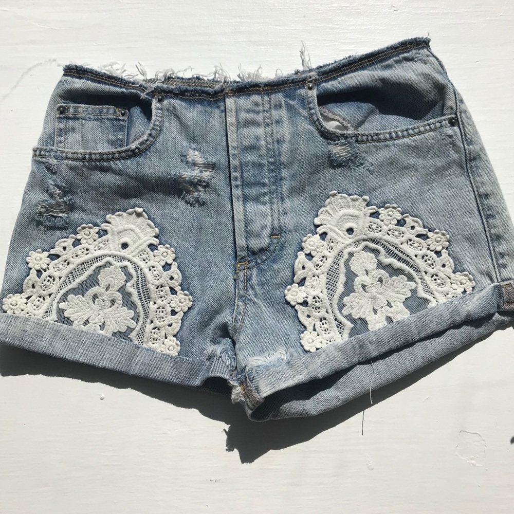 LF high waisted denim shorts